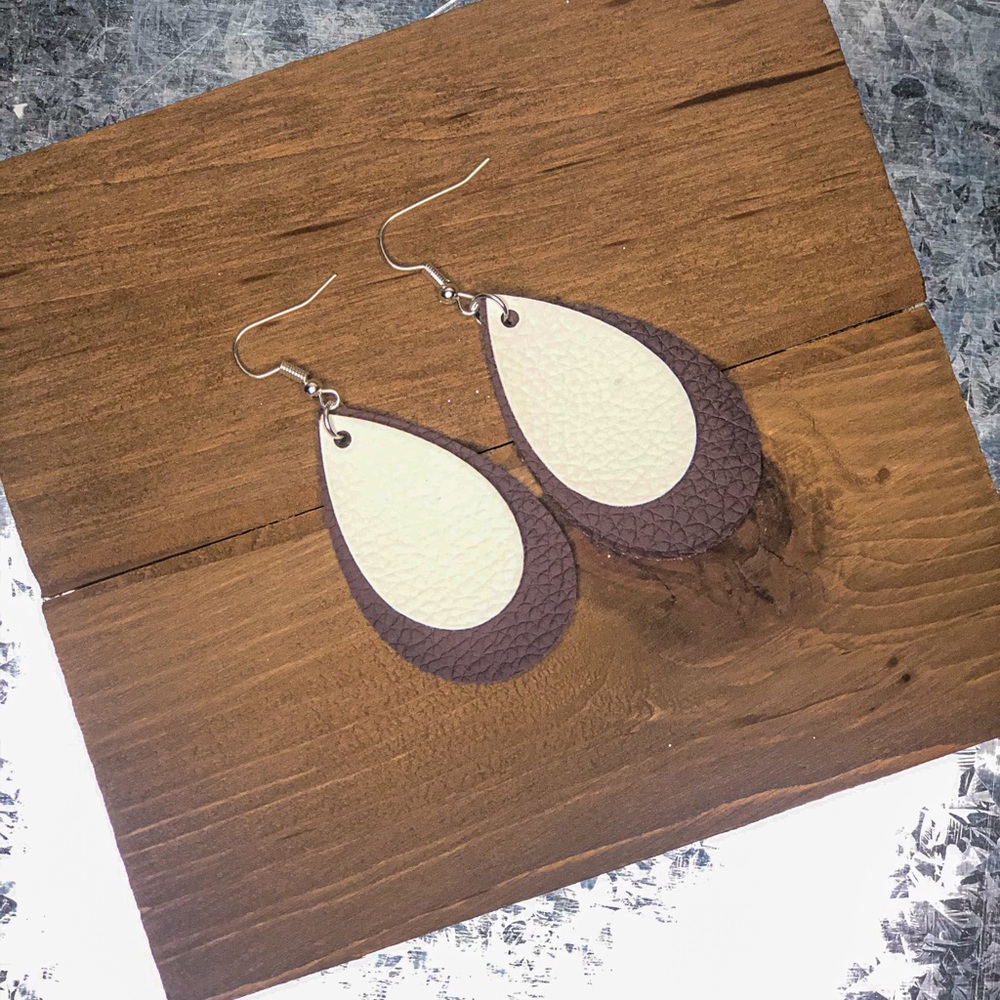 2” Tear Drop Faux Leather Earrings